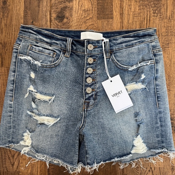NWT Vervet Jeans Sweet Sea High Rise Button Fly Denim Shorts Women's Size M - Picture 2 of 6